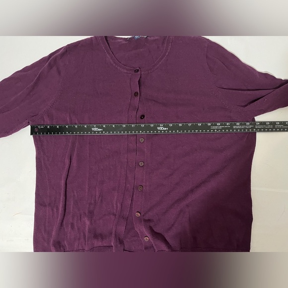 Chadwicks Cardigan Sweater Womens 1X Purple Preppy Modern Classic Elevated Basic - Picture 4 of 6